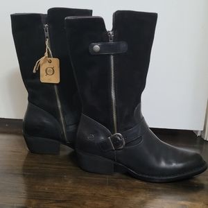 Born "Walker" 9.5 suede & leather mid calf boot